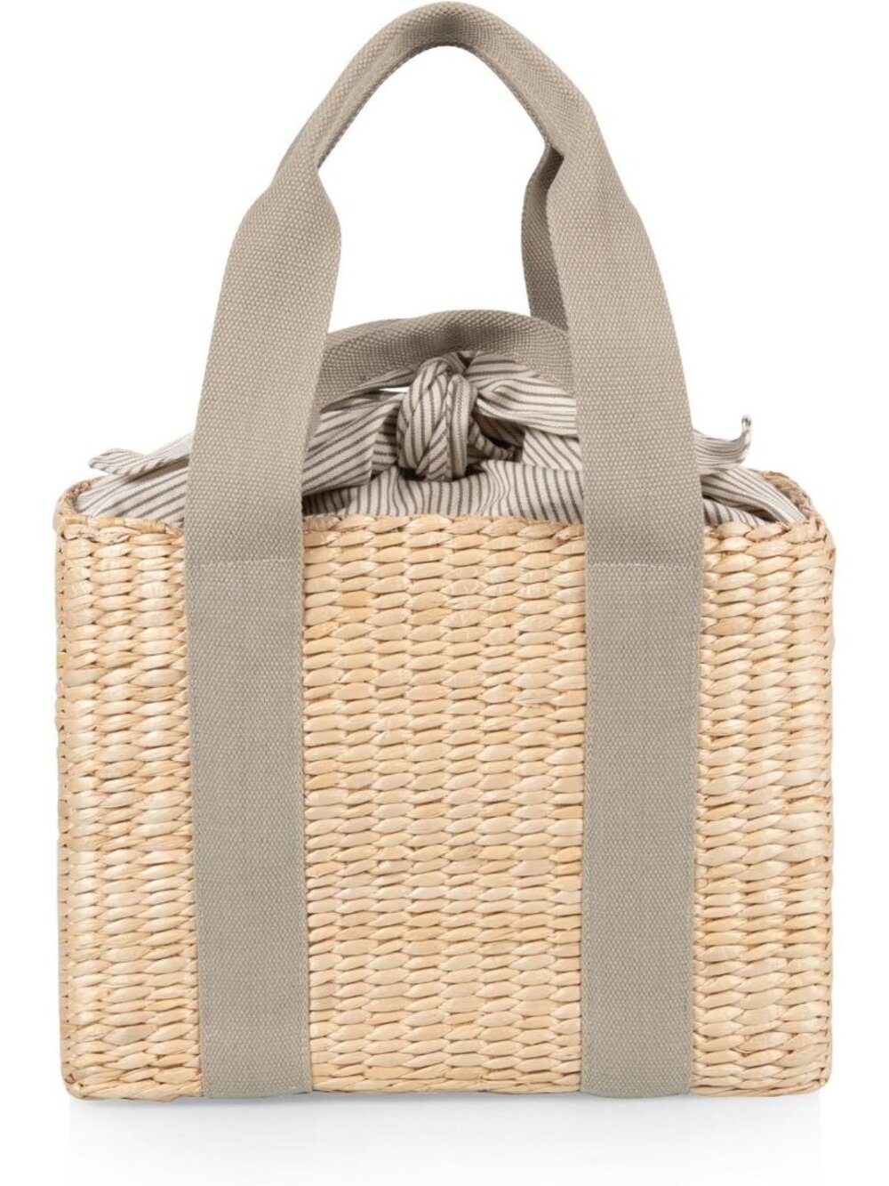 Stylish Insulated Picnic Basket & Beach Tote Bag - Seagrass Design, Sage Green
